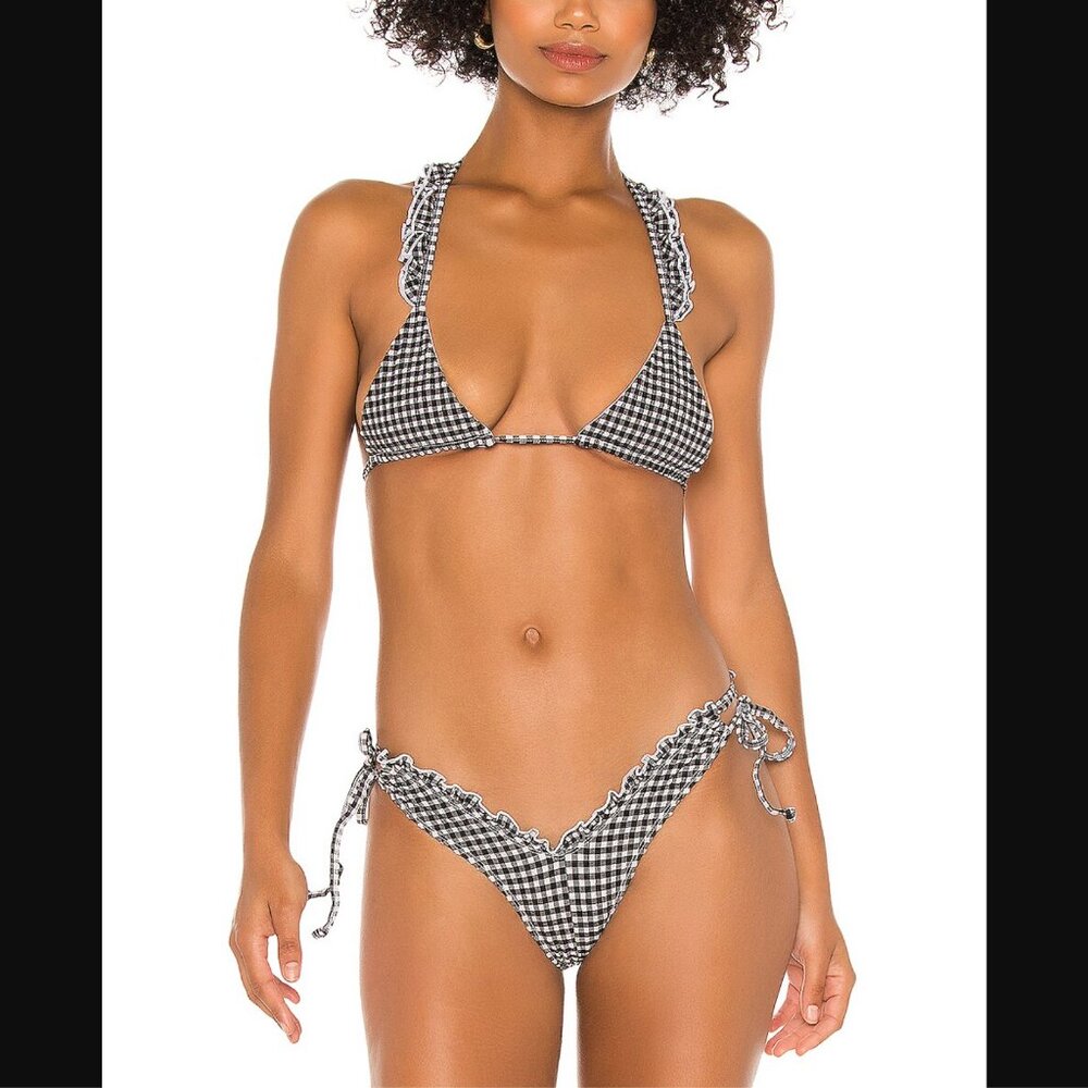 MAJORELLE Leela Black Gingham Swimsuit Bikini Set